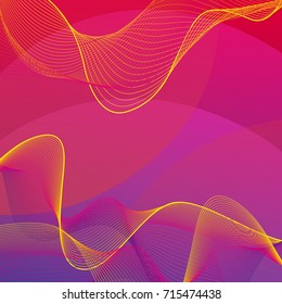 Diseño de fondo rosa con ilustración de líneas onduladas amarillas