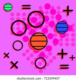 Pink background with different elements and dots