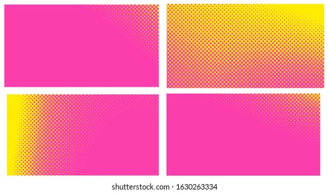 Pink background with dots. Set abstract background with halftone dots design. Vector illustration for comic book.
