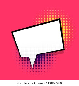 Pink Background. Empty Comics Book Balloon. Bubble Square Cloud Icon Speech Phrase. Cartoon Advertising Label Tag Expression. Blank Comic Texts Vector Illustration.