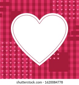 Pink background with empty heart shape for text, greeting card for Valentine's day, wedding, mother's day, copy space