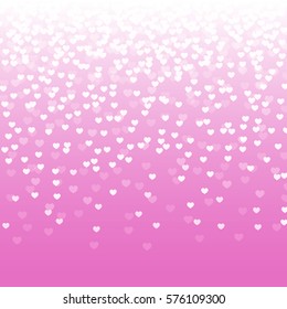 pink background with falling heart shapes. vector illustration