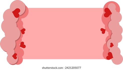 Pink background features circular decorations and love accents around the corners, Perfect for Valentine's Day, Christmas, and greeting card designs