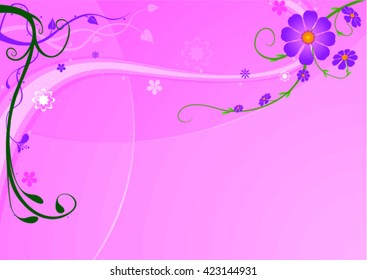 Pink Background And Florals, 3D illustration