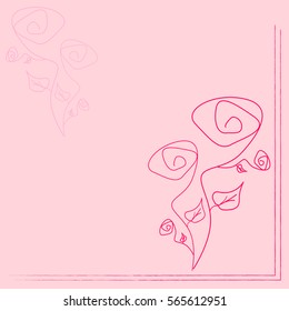 Pink background with flower in painted roses