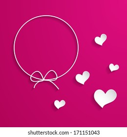 pink background with a frame and hearts