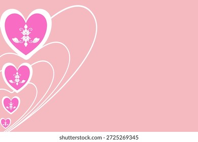 Fondo rosa enmarcado con corazones para motivos románticos en el día de San Valentín, espacio de copia. Espacio para texto