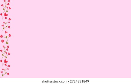 Fondo rosa enmarcado con corazones de flores rojas para motivos románticos en el día de San Valentín, espacio de copia. Espacio para texto