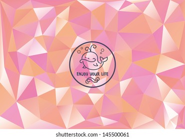 pink background pink geometrical background made of triangles with simple marine label . eps10