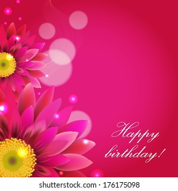 Pink Background With Gerbers, With Gradient Mesh, Vector Illustration