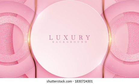 Pink background with glittering gold lines, luxury backdrop, modern concept. Illustration from vector about modern template deluxe design.