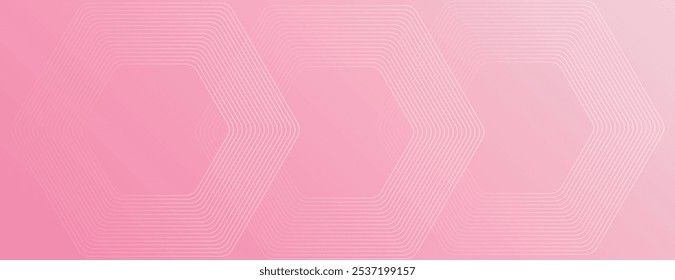 Un fondo rosa con un color rosa degradado y patrones de líneas geométricas. El fondo es suave y moderno con un tono rosa. Fondo de gradiente de Vector de patrón de hexágono abstracto mínimo 