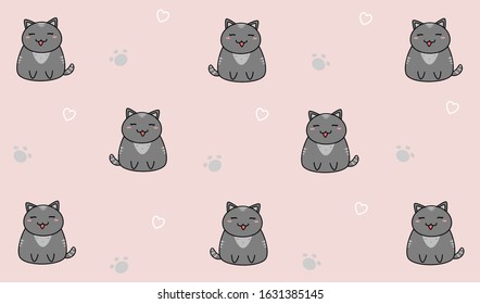 Pink background with gray cat patterned 