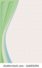 pink background with a green wave.