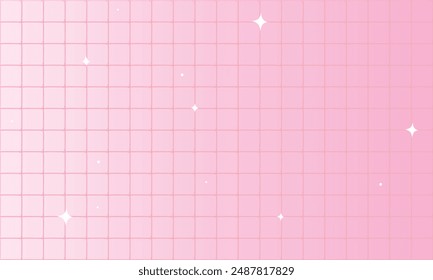 Pink background with grid lines checkered and sparkles