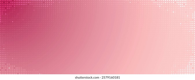 Pink background with halftone gradient effect, featuring a dotted texture. The background is soft and modern, with a pink hue throughout. Minimal halftone vector gradient background