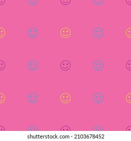 fondo rosa con cara feliz vector de patrón sin costuras