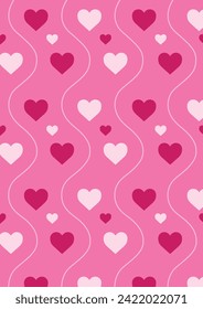 pink background and has a small heart and a large heart Suitable for Valentine's Day.