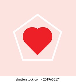 Pink background heart icon with space to write messages to make cards.
