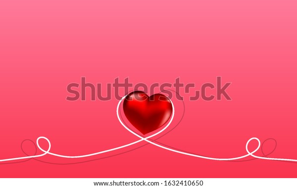 Pink background with heart and lines for\
Valentines Day, vector art\
illustration.