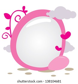 pink background with heart, vines and clouds