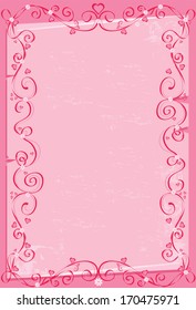 pink background with hearts.