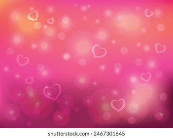 Pink background with hearts and glowsticks. Background for banner, postcard, packaging. Background for Valentine's Day, romantic background.