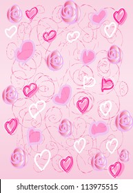 The pink background with hearts and roses