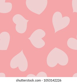 Pink background with hearts, seamless pattern, endless texture, vector illustration.