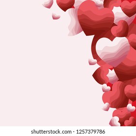 Pink background with hearts. Vector illustration. 