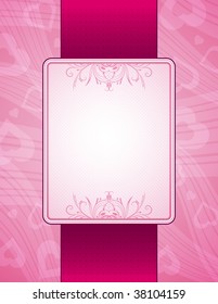 pink background with hearts, vector illustration