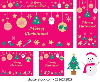 Pink background illustration set of Christmas.