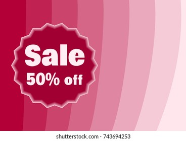 Pink background with label sale, vector illustration