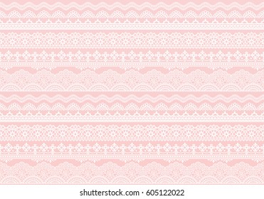 pink background of lace trims.