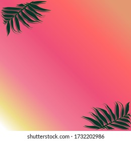 Pink background with large leaves.