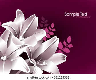 Pink Background with Lily Flowers.