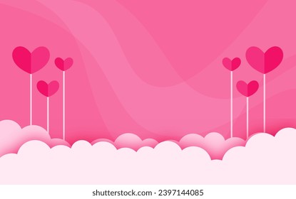 fondo rosa. con ilustración vectorial de amor para banner de tema valentino, flayer , anuncio web