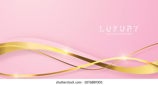 Pink background with luxury abstract golden triangles