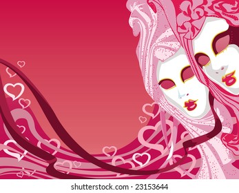 Pink background with masks