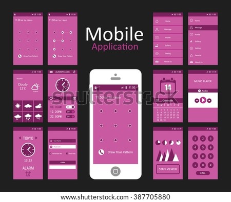 Pink Background Mobile App Android Flat Stock Vector Royalty Free