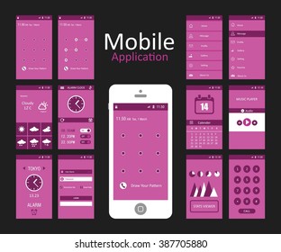 Pink Background Mobile App Flat Interface