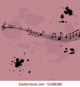 Pink background with music elements