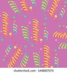 Pink background on colorful confetti cute kids pattern vector