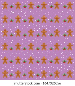 Pink background on cookie man cute pattern vector