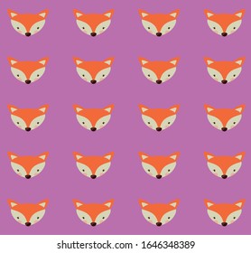 Pink background on cute fox head pattern vector