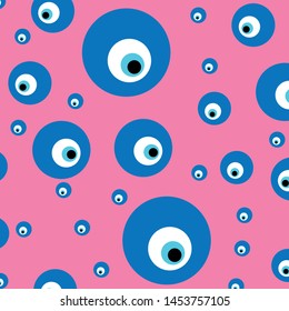 Pink background on evil eye pattern vector