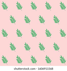 pink background on green leaves tropical pattern vector