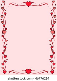 Pink background with ornament frame made of hearts
