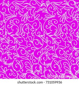 Pink background with ornamental pattern. Vector Illustration.