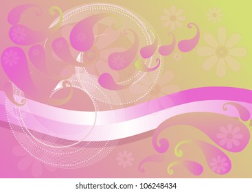 Pink background with paisley.